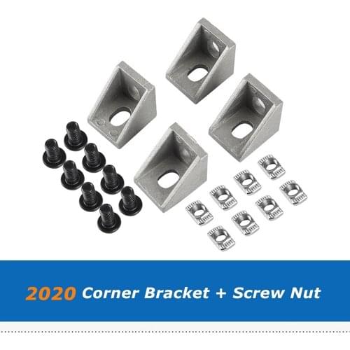 2020 Profile Aluminum Corner Angle Bracket Block Connector + M5*8mm Flat Scew + M5 Nut For CNC Machine 3D Printer Parts