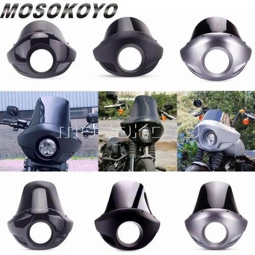 5 3/4" Retro Cafe Racer Headlight Fairing Windshield Kits For Harley Sportster Custom Bobber Touring Sport Fairing Dyna FXR FXD