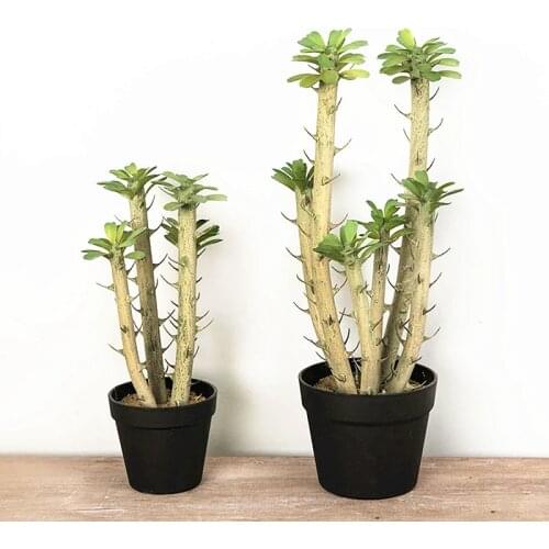 50cm Artificial Cylindrical Cactus Plants Tropical Plastic Rare Potted Art Crafts Modeling Props Hotel Office Balcony Home Decor