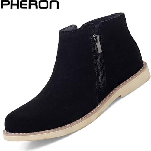 Cow Suede Leather Men Chelsea Boots Big Size 46 47 48 Slip-on Casual Boots Faux Short Ankle Boots Basic Men Shoes Zapatos Hombre