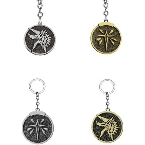 Game Monster Hunter Alloy Keychain Wolf Head Pendant Logo Keyrings Personality Men Car Holder Jewelry Accessory Chaveiro Llavero