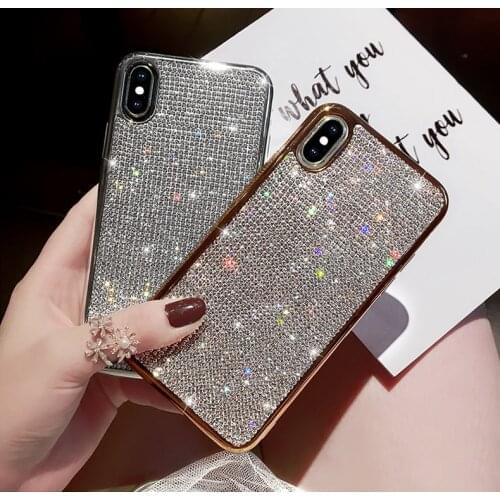 Rhinestone Bling Glitter Case for iphone XS MAX XR 10 X 7 8 Plus 6 6s Soft Silicone TPU Diamond Sexy Girl Protector Back Cover