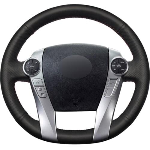 Black PU Faux Leather Hand Car Steering Wheel Cover for Toyota Prius 30(XW30) 2009-2015 Prius C(US) V(US) 2012-2017 Aqua 2014