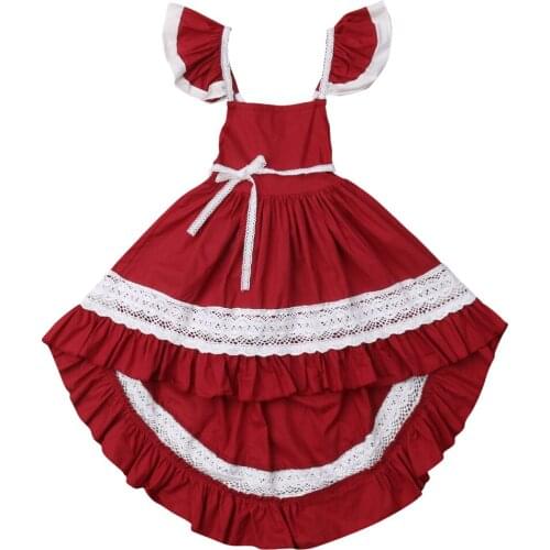 Princess Toddler Kids Baby Girl Dress Ruffles Sleeveless Lace Tutu Formal Pageant Party Dresses Clothes