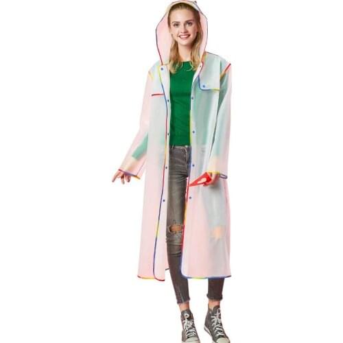 Adult Men Women Long EVA Thick Rainwear Universal Rain Coat Waterproof Poncho Hiking Tour Raincoat Hooded