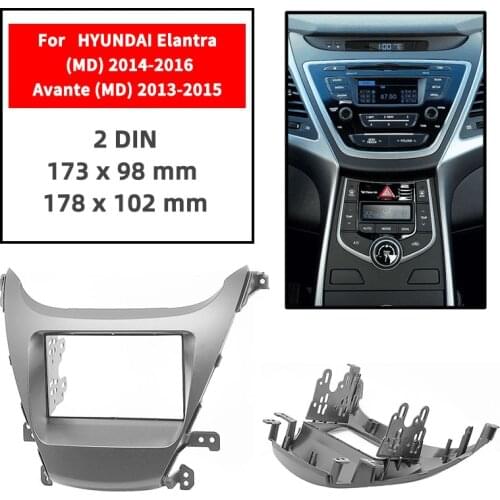 Double Din Radio Fascia for HYUNDAI Elantra (MD)/Avante (MD) 2013+ Panel Dash Mount Installation Trim Kit Face Black Frame GPS
