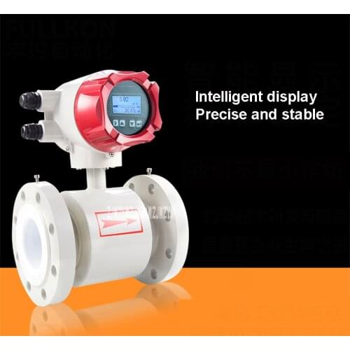 Electromagnetic Flowmeter With LED Display Split Pipe Type PTFE Lining DN100 Water Flow Meter For Sewage Treatment 110V/220V 30W