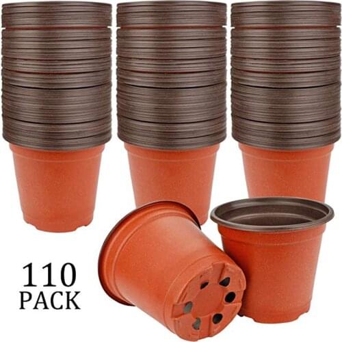 110 Pcs 9cm Plastic Plants Nursery Pot Seedlings Flower Container Seed Starting Pots Anti-fall Garden Planters Vegetation