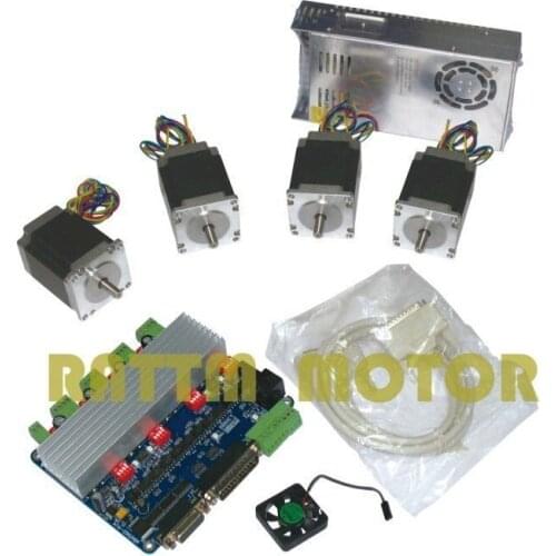 Hot Recommend! 4Axis CNC stepper kit NEMA23 270oz-in stepper motor 3A 76mm length + 4 axis TB6560 drievr controller board