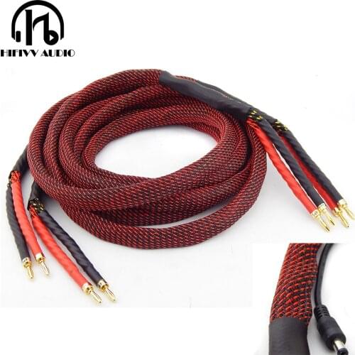 HIFI speaker cable with Japan origin speaker line copper Gold-plated bananas plug size 2.5M DIY hifi amplifier cable