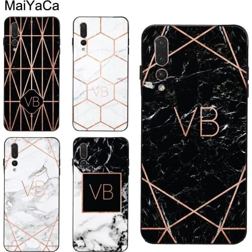 PERSONALISED ROSE GOLD GEOMETRIC MARBLE Case For Huawei P30 Pro P20 P40 Mate 20 Lite P Smart 2019 Nova 5T Honor 8A 8X 9X 10i 20