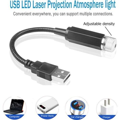 USB Car Interior LED Light Roof Room Atmosphere Starry Sky Lamp Star Projector Red Car Decoration Light