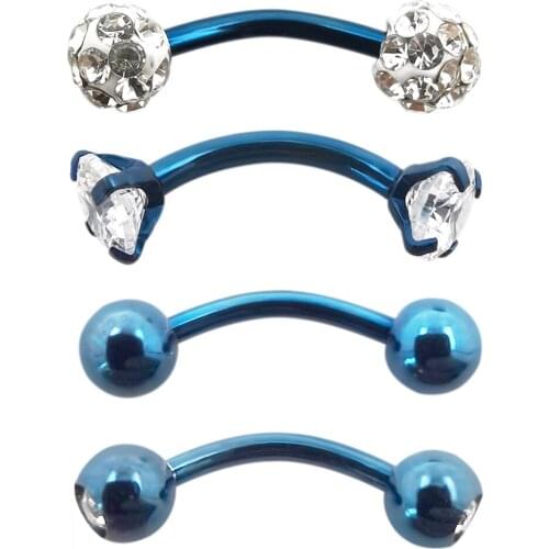 JHJT 1/4PCS Eyebrow Ring Barbells 16G Stainless Steel Curved Banana Tragus Helix Earring Cool Eye Rings Body Piercing Jewelry