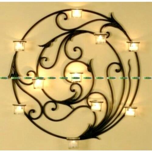 Classic Metal Round Wall Candle holder Stand Adjustable Glass Bottle Tray Wedding Home Furniture Decor no candle Black F5257