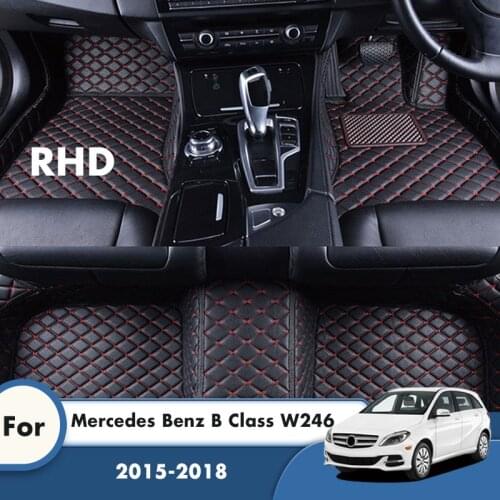 RHD Leather Carpets Rugs For Mercedes Benz B Class W246 2018 2017 2016 2015 Car Floor Mats Foot Pads Custom Accessories Interior