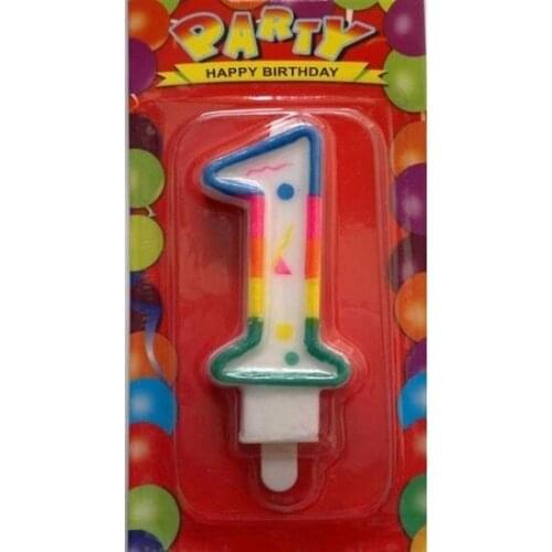 Colorful 1 Age Figure Candle Birthday party Cake material party material