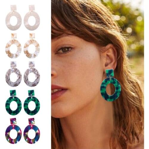 Leopard Print Geometric Round Drop Earrings For Women Multicolor Acrylic Acetic Acid Dangle Earring 2019 Fashion Female Jewelry