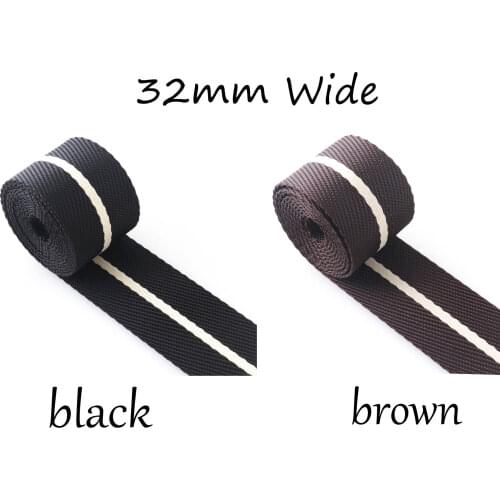 32mm Nylon webbing Pet collar webbing black/brown stripe nylon webbing bag strapping for bag making,dog collar, belts webbing