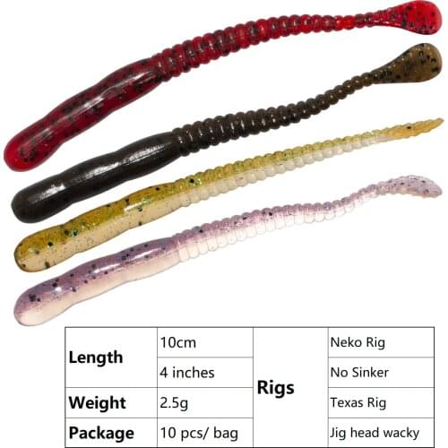 Meathead Baits Worms Slowing Sinking Baits Paddle Tail Pike Bass 10cm 2.5g 10pcs Carolina Rig Wacky