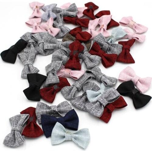 Mix color 30PCS/lot Mini Cloth Bow Wedding Party Ribbon Tie Cake Clothing Decoration Scrapbooking DIY Crafts Supplies
