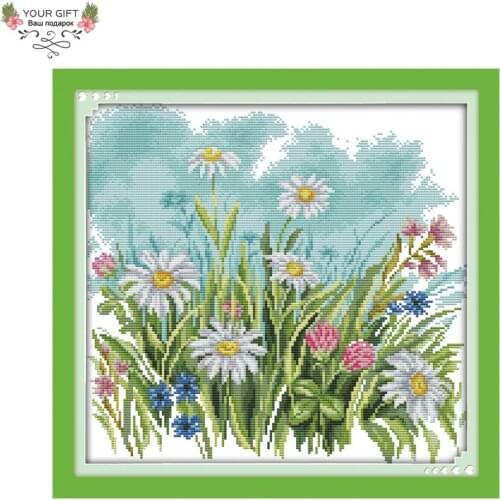 Joy Sunday H611 14CT 11CT Counted and Stamped Home Decoration The Wild Flowers Cross Stitch kits