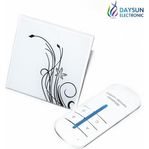 Wall Switch White Crystal Glass Panel Touching Light Switch 1Gang 2Way Smart Lighting ON/OFF Switch with RF433MHZ Remote Control