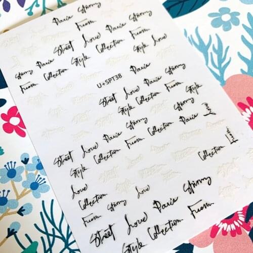 NewestU+SPT38-189-268-269 English alphabet 3d nail art sticker nail decal stamping export japan designs rhinestones decorations