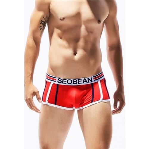 SEOBEAN New Mens Cotton Underwear Simple Low-Waist Shorts Comfortable Breathable Sports Boxers