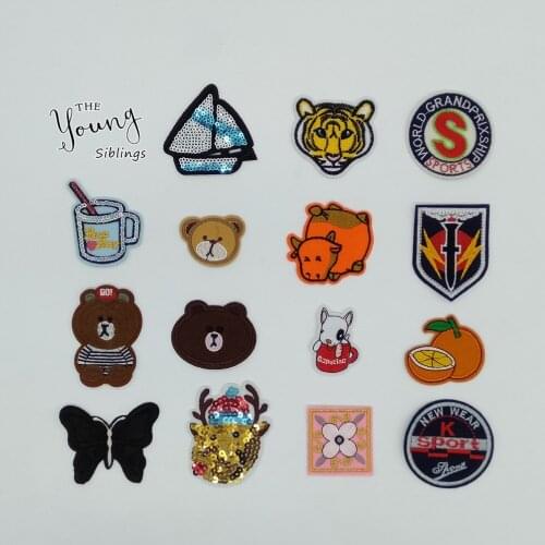 New arrive Cartoon Patch Embroidery Iron on patch Sewing Hot melt adhesive Applique Badges DIY Sequins Clothing Accessories