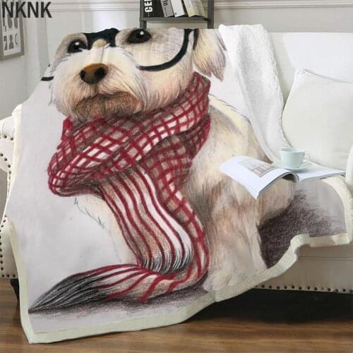 NKNK Dog Blanket Animal Bedding Throw Painting Blankets For Beds Lovely Plush Throw Blanket Sherpa Blanket Fashion High Quality