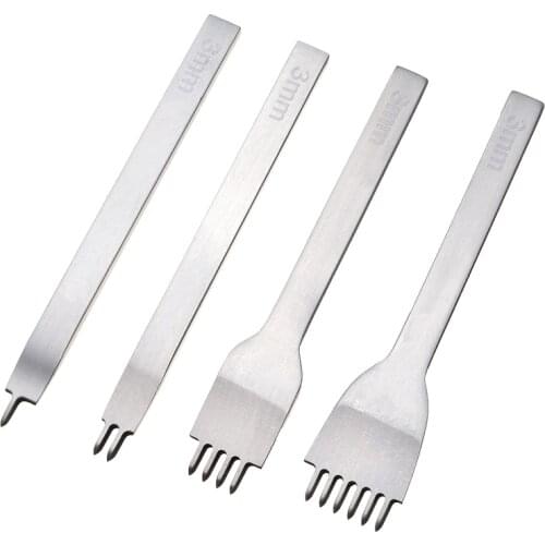3/4/5/6mm Leather Working Punching Tools Metal Leather Hole Punches Stitching Punch Tool 1+2+4+6 Prong Tools Kit