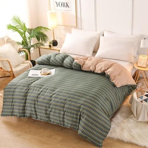 Striped Leaf Plant Print Green Duvet Cover Quilt Cover Comforter Case 150x200cm 180x220cm 200x230cm 220x240cm Size Home Textile