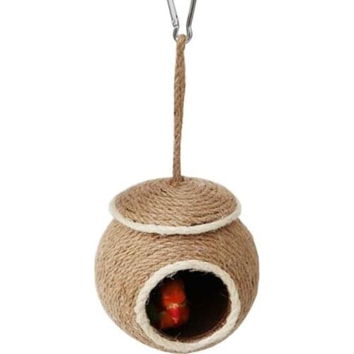 Bird House Cage Toy Natural Coconut Fiber For Parrots Nest Breeding Bird Nesting Box Fiber String Hanging Bird House-ABUX