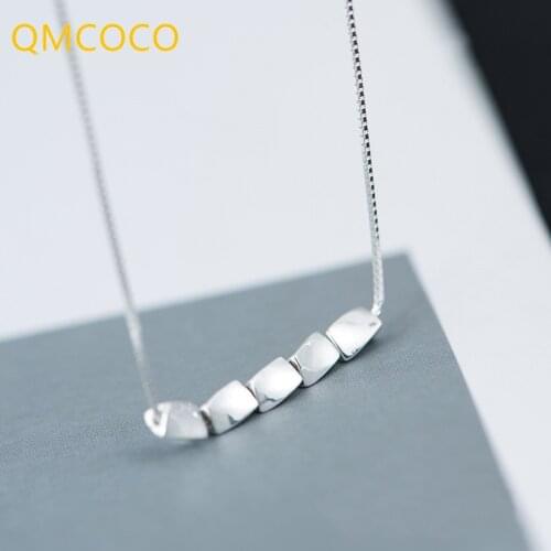 QMCOCO 925 Silver Clavicle Chain Necklace 2021 Trend Vintage Elegant Design Fashion Romantic String Beads Party Jewelry Gifts