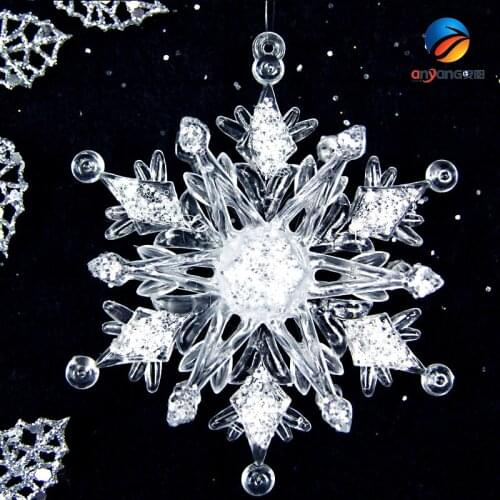 Christmas ornaments three-layer acrylic snowflake 10*3cm, diamond powder 1
