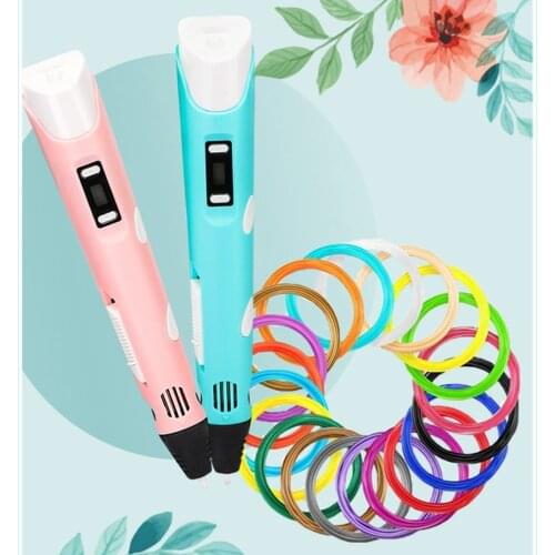 3D Printing Pen DIY Drawing Pen With LCD Display 3D Pen With 10 Colors 50 Meter PLA Filament Christmas Birthday Gift for Child