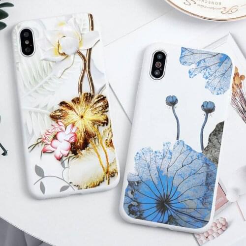 Pretty lotus flower Phone Case for iPhone 11 Pro Max X XR XS 8 7 6s Plus Candy white Silicone Cases