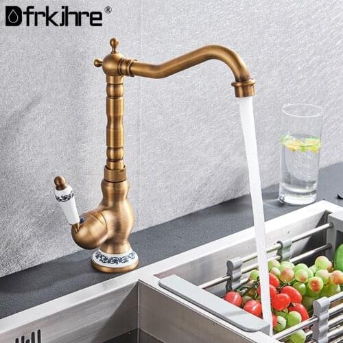 Antique Bronze Basin Taps Bathroom Sink Solid Brass Faucets Single Handle Deck Faucet Hot And Cold Water Mixer Taps Crane Faucet