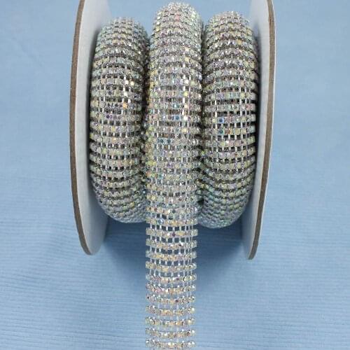 10Yards Beautiful AB Rhinestone Trim Ribbon Wedding Applique With Rhinestone Crystal Applique