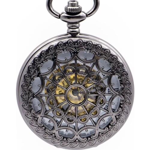 Top Brand Skeleton Mechanical Pocket Watches Men Antique Necklace Pocket & Fob Watches Fob Chain PJX1365