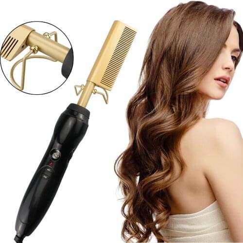 Hair Straightener Flat Irons Hot Comb Straightener Hairdressing Tools Hair Straight Styler Corrugation Curling Hair Curler Comb