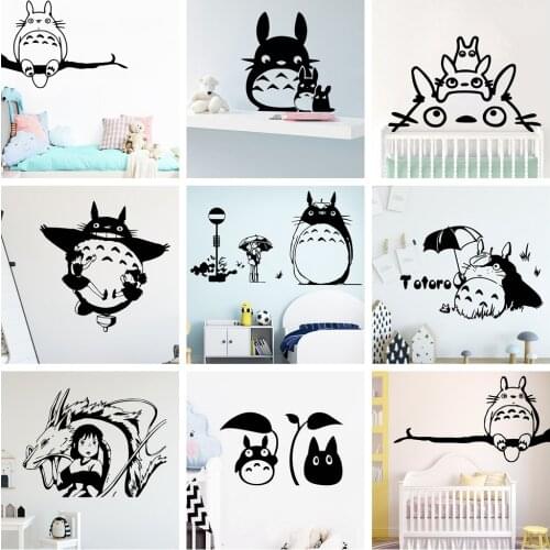 Japanese Animation&Comic Totoro Vinyl Wall Sticker Home Decor For Kids Room Bedroom Cartoon Decal Stickers Vinilo Decorativo