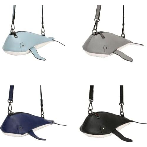 Women Cute Whale Shape Handbag PU Leather Shoulder Crossbody Bag Lady Crossbody Satchel Purse Female Casual Travel Shopping Tote