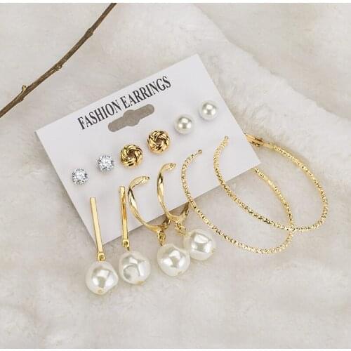 New Vintage pearl Earrings For Women Bohemian Earrings Set Fashion Big Dangle Drop Earring 2020 Brincos Female Fashion Jewelry