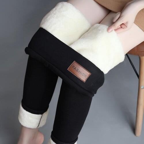 Womens Winter Casual Pants Warm Leggings Super-thick High Stretch Lamb Cashmere Leggins High Waist Skinny Trousers