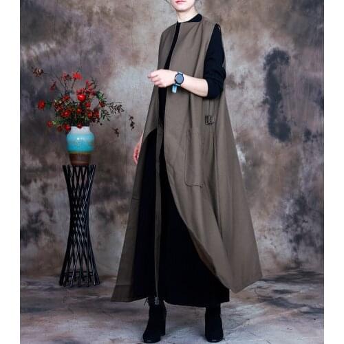 Women Autumn Winter Coat Outerwear Ladies Irregular Vest Waistcoat Female 2021 Long Coat Vests