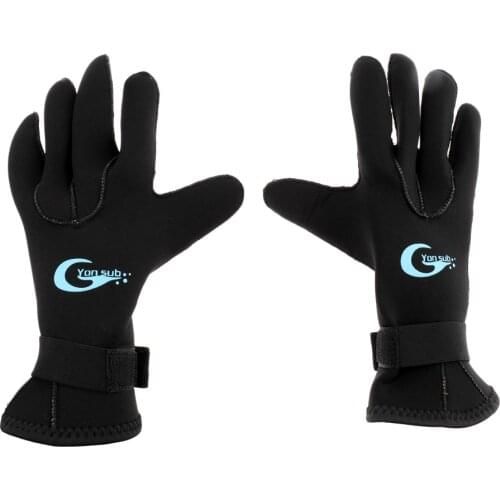 1 Pair 3mm Neoprene Wetsuit Gloves Anti Slip 5-Finger Diving Gloves w/ Adjustable Hook & Loop for Scuba Diving Spearfishing