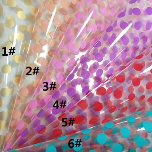 1PC 21X29CM Synthetic Letaher, Cuero Sintetico Faux Leather See through PVC Printed Dots For Making Bows Accessories S159A