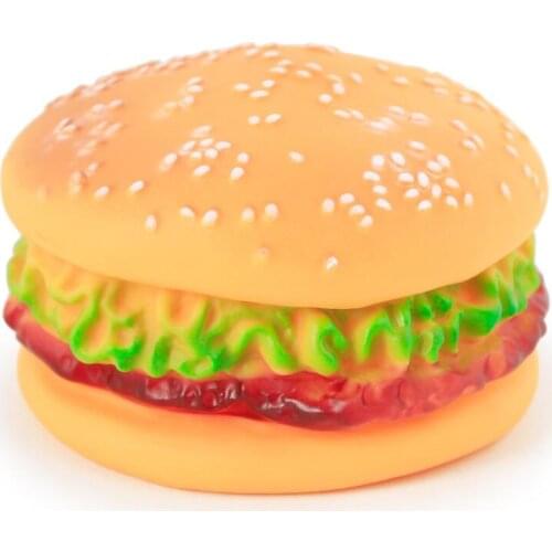 1pc Rubber Hamburger Shaped Squeak Toy for Pet Screaming Chew Squeaky Dog Cat Toys Training Playing Toy