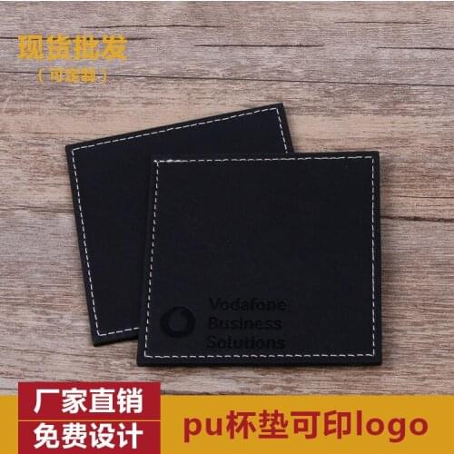 100pcs customized logo pu leather coaster; OEM coaster; artificial leather cup pad; promotiona coaster; promotional cup mat bm04